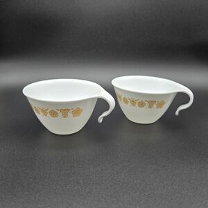 Vintage Corelle Butterfly Gold Hook Handle Cups Set of 2 Corning Livingware 70s